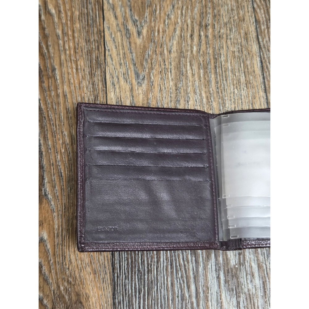Buxton Velvet Nappa Cowhide Leather Bifold Wallet Burgundy Snap Tab Coin Pocket - Picture 5 of 5
